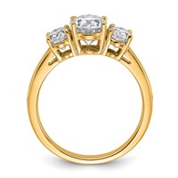 14K Yellow Gold 1.75 Carat Lab Grown Diamond VS+ F+ 1.33 Oval Center Semi Mount Three Stone Engagement Ring view 2