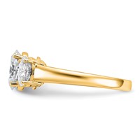 14K Yellow Gold 1.75 Carat Lab Grown Diamond VS+ F+ 1.33 Oval Center Semi Mount Three Stone Engagement Ring view 3