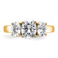 14K Yellow Gold 1.75 Carat Lab Grown Diamond VS+ F+ 1.33 Oval Center Semi Mount Three Stone Engagement Ring view 4