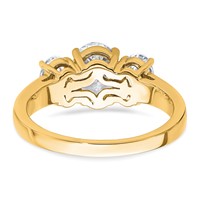 14K Yellow Gold 1.75 Carat Lab Grown Diamond VS+ F+ 1.33 Oval Center Semi Mount Three Stone Engagement Ring view 5