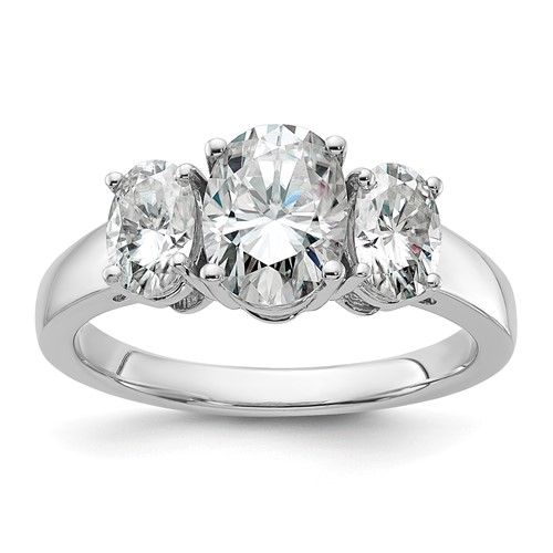 14K White Gold Three Stone Oval Mounting, Blank Mounting Only