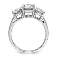 14K White Gold 1.62 Carat Lab Grown Diamond VS+ F+ 1.88 Oval Center Semi Mount Three Stone Engagement Ring view 2