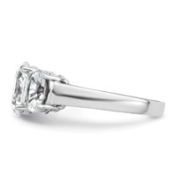 14K White Gold 1.62 Carat Lab Grown Diamond VS+ F+ 1.88 Oval Center Semi Mount Three Stone Engagement Ring view 3