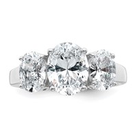 14K White Gold 1.62 Carat Lab Grown Diamond VS+ F+ 1.88 Oval Center Semi Mount Three Stone Engagement Ring view 4