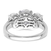 14K White Gold 1.62 Carat Lab Grown Diamond VS+ F+ 1.88 Oval Center Semi Mount Three Stone Engagement Ring view 5