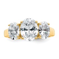 14K Yellow Gold 3.62 Carat Lab Grown Diamond VS+ F+ Oval Complete Three Stone Engagement Ring view 4
