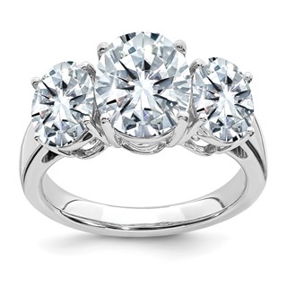 Gold Diamond Oval 3-Stone Bridal Rings