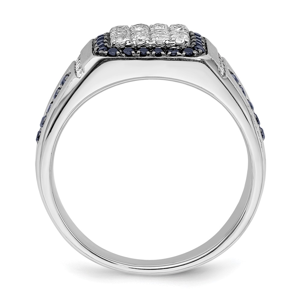 IBGoodman 10k White Gold 3/8 carat Lab Grown Diamond VS/SI+ G+ and Lab Created Blue Sapphire Men's Ring (RM6799-CS-100-0WLG)