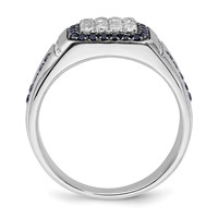 IBGoodman 10K White Gold 0.38 Carat Lab Grown Diamond VS SI+ G+ and Lab Created Blue Sapphire Men's Ring view 2