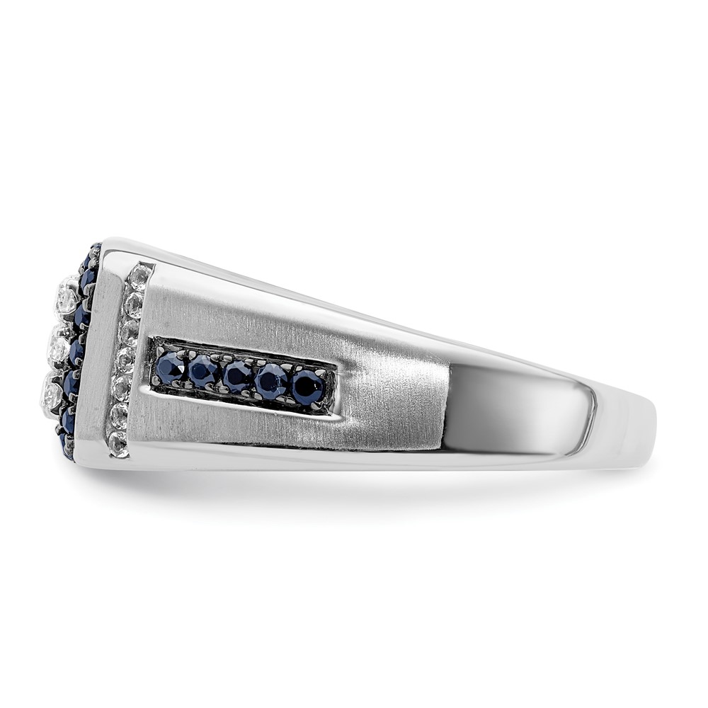 IBGoodman 10k White Gold 3/8 carat Lab Grown Diamond VS/SI+ G+ and Lab Created Blue Sapphire Men's Ring (RM6799-CS-100-0WLG)