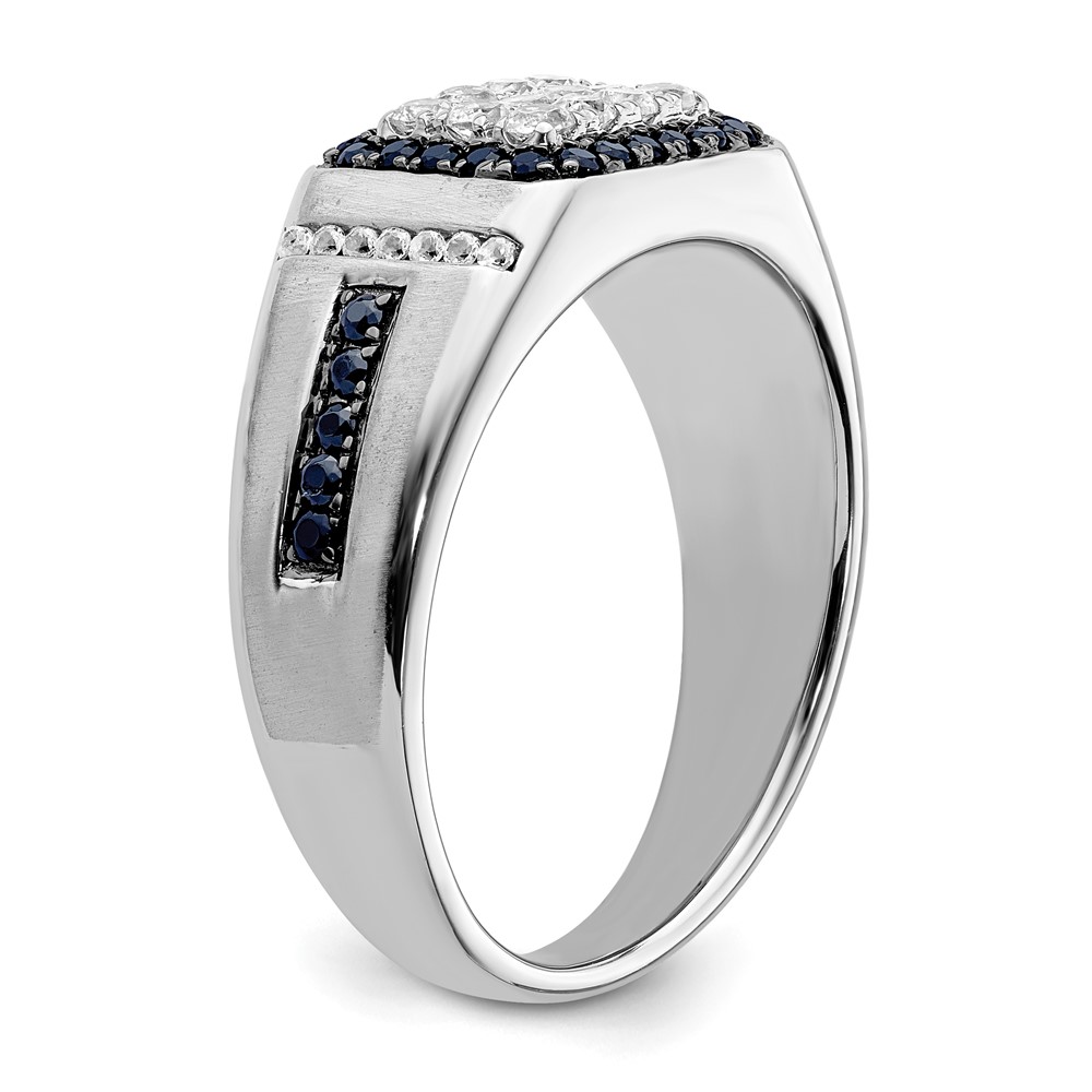 IBGoodman 10k White Gold 3/8 carat Lab Grown Diamond VS/SI+ G+ and Lab Created Blue Sapphire Men's Ring (RM6799-CS-100-0WLG)
