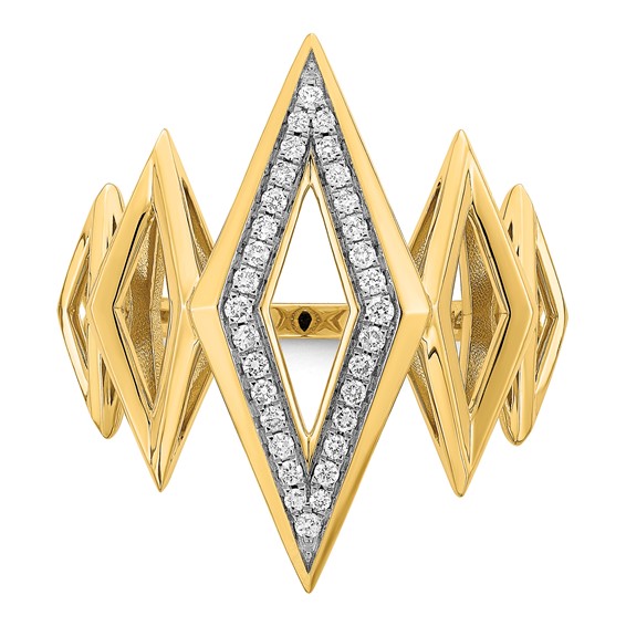 14k Polished 1/5 carat Diamond Fancy Geometric Ring