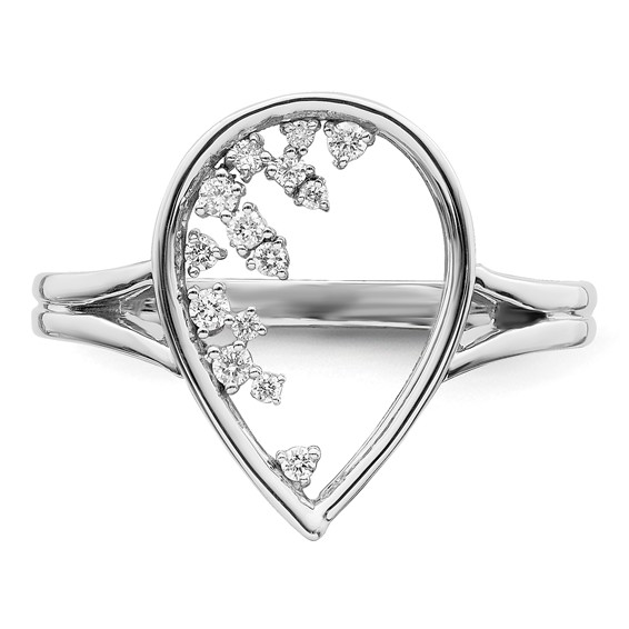 14k White Gold Polished 1/8 carat Diamond Teardrop Ring