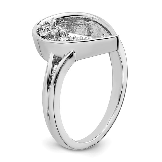 14k White Gold Polished 1/8 carat Diamond Teardrop Ring