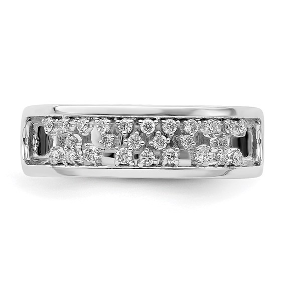 14k White Gold Polished 1/5 carat Diamond Fancy Band