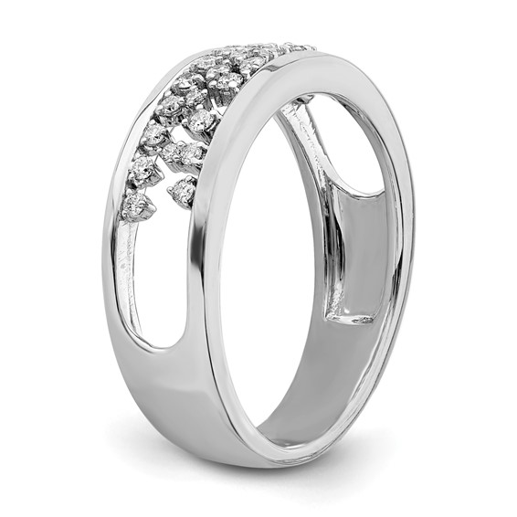 14k White Gold Polished 1/5 carat Diamond Fancy Band