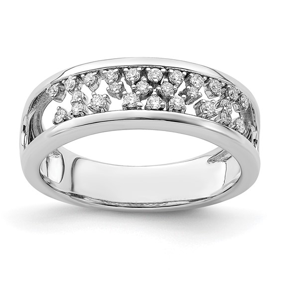 14k White Gold Polished 1/5 carat Diamond Fancy Band
