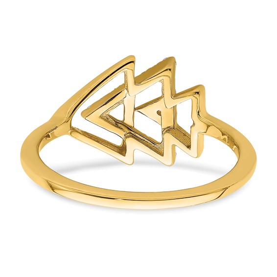 14k Polished 1/10 carat Diamond Triple Triangle Ring