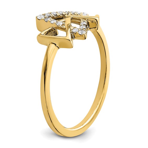 14k Polished 1/10 carat Diamond Triple Triangle Ring