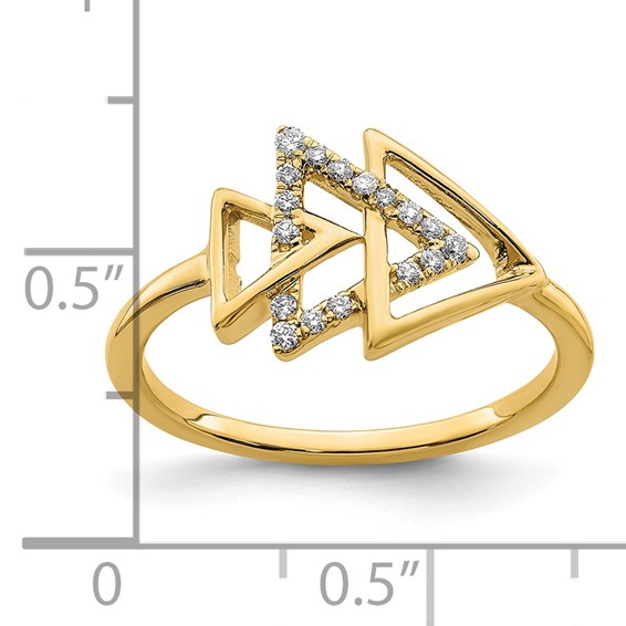 14k Polished 1/10 carat Diamond Triple Triangle Ring