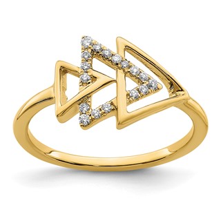 14k Polished 1/10 carat Diamond Triple Triangle Ring