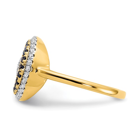 14k Polished Blue Sapphire and 1/8 carat Diamond Moon with Star Ring