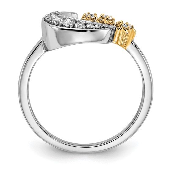 14k Two-tone 1/5 carat Diamond Moon with Three Stars Ring