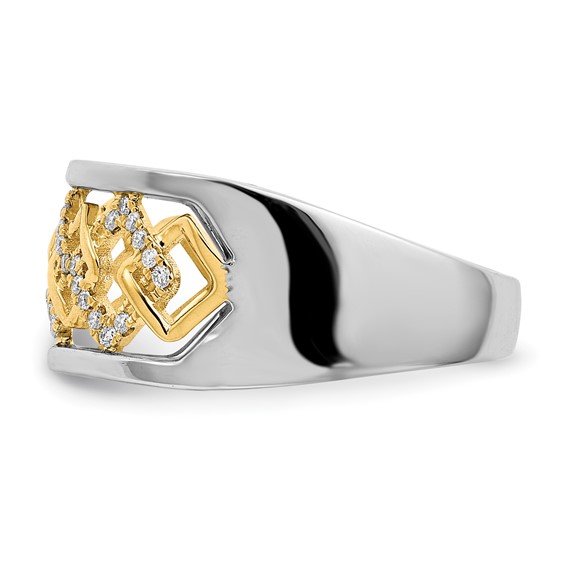 14k Two-tone Polished 1/8 carat Diamond Fancy Squares Ring