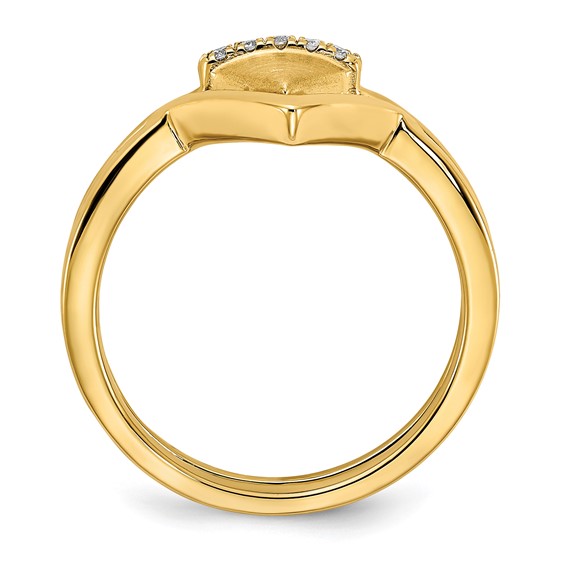 14k Satin and Polished 1/20 carat Diamond Double Triangle Ring