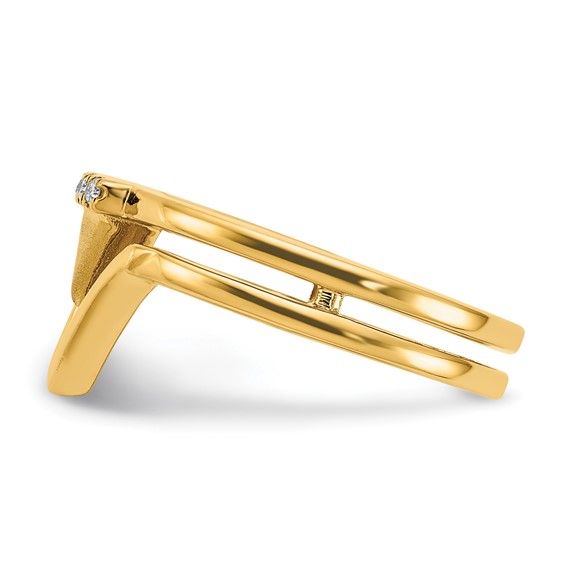 14k Satin and Polished 1/20 carat Diamond Double Triangle Ring