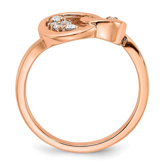 14k Rose Gold Polished 1/6 carat Diamond Double Circle Ring