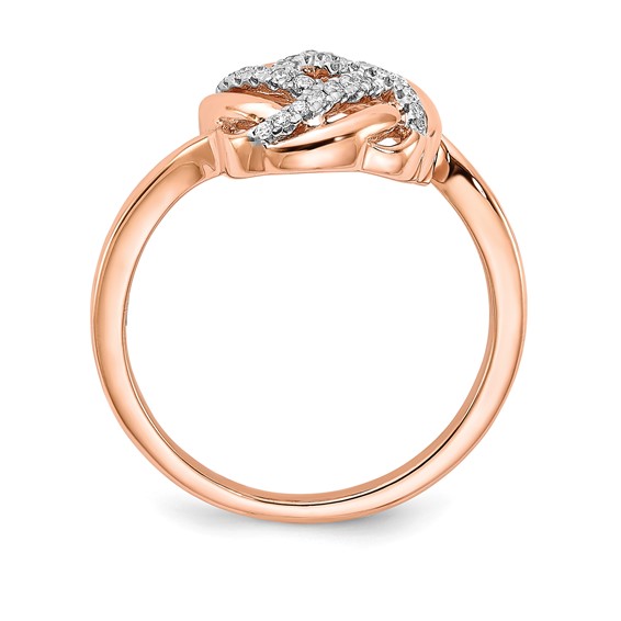 14k Rose Gold Polished 1/8 carat Diamond Love Knot Ring