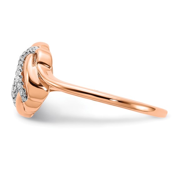 14k Rose Gold Polished 1/8 carat Diamond Love Knot Ring