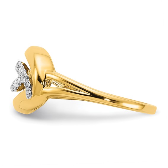 14k Polished 1/6 carat Diamond Oval Ring