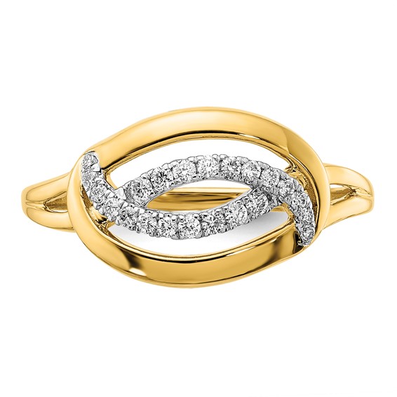 14k Polished 1/6 carat Diamond Oval Ring