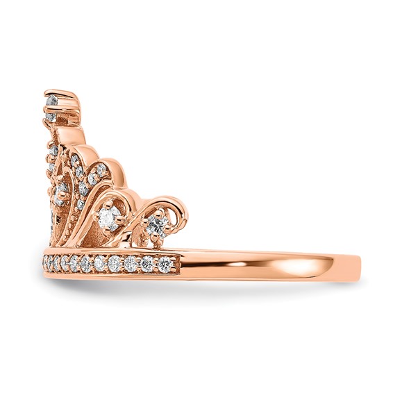 18K Yellow Gold Polished Diamond Tiara Ring