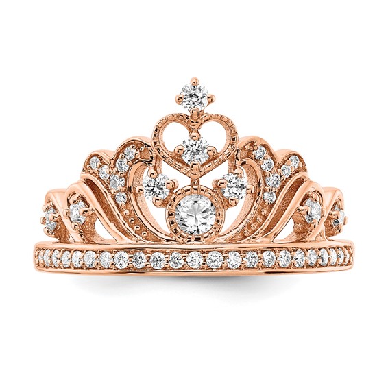 18K Yellow Gold Polished Diamond Tiara Ring