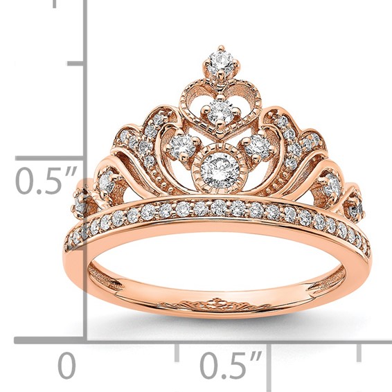 14k Rose Gold Polished 3/8 carat Diamond Tiara Ring