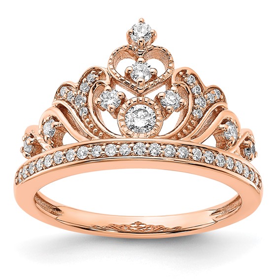 18K Yellow Gold Polished Diamond Tiara Ring
