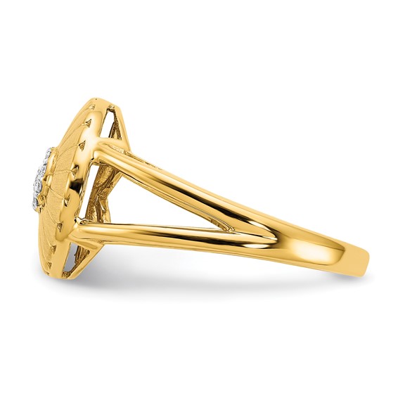 14k Satin 1/15 carat Diamond Flower Ring