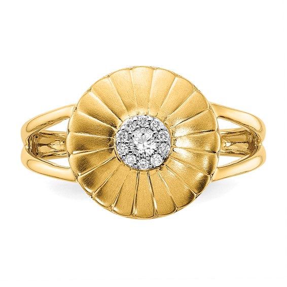 14k Satin 1/15 carat Diamond Flower Ring