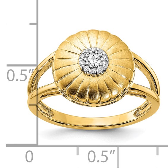 14k Satin 1/15 carat Diamond Flower Ring