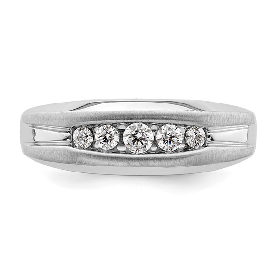 IBGoodman 14k White Gold 1/3 carat Lab Grown Diamond VS/SI+ G+ Five Stone Complete Men's Ring