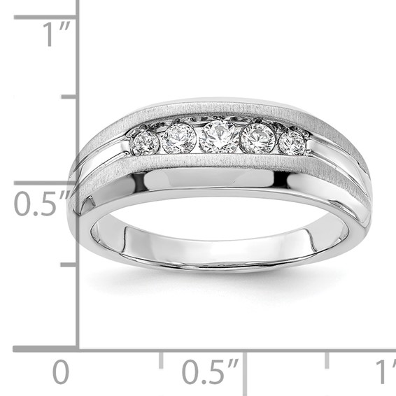 IBGoodman 14k White Gold 1/3 carat Lab Grown Diamond VS/SI+ G+ Five Stone Complete Men's Ring
