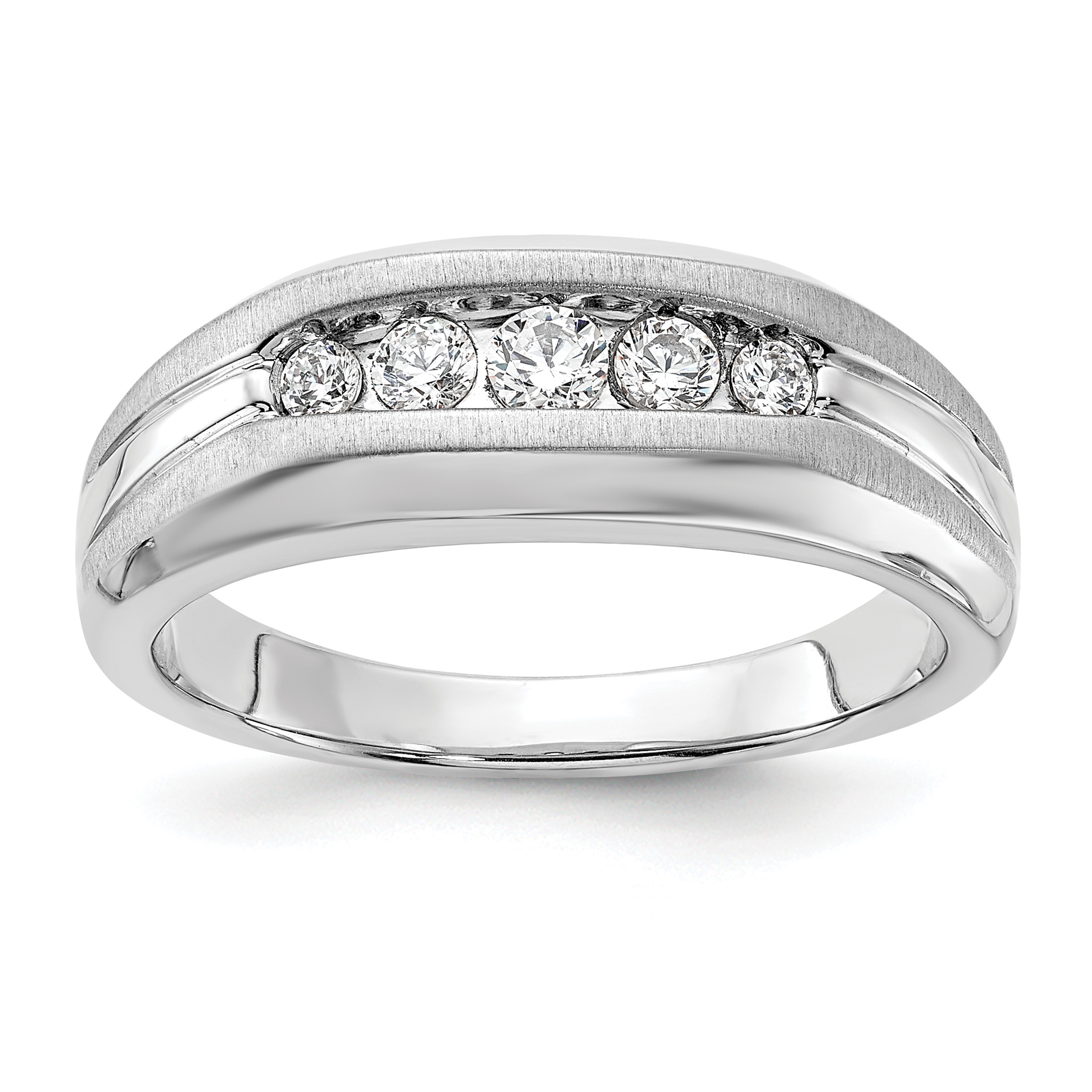 IBGoodman 14k White Gold 1/3 carat Lab Grown Diamond VS/SI+ G+ Five Stone Complete Men's Ring (RM6945-033-10WLG)