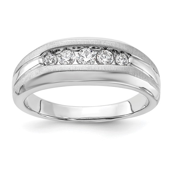 IBGoodman 14k White Gold 1/3 carat Lab Grown Diamond VS/SI+ G+ Five Stone Complete Men's Ring