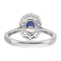 10K White Gold 0.62 Carat Lab Grown Diamond VS SI+ G+ and Oval Lab Created Blue Sapphire Complete Halo Fashion Ring view 5