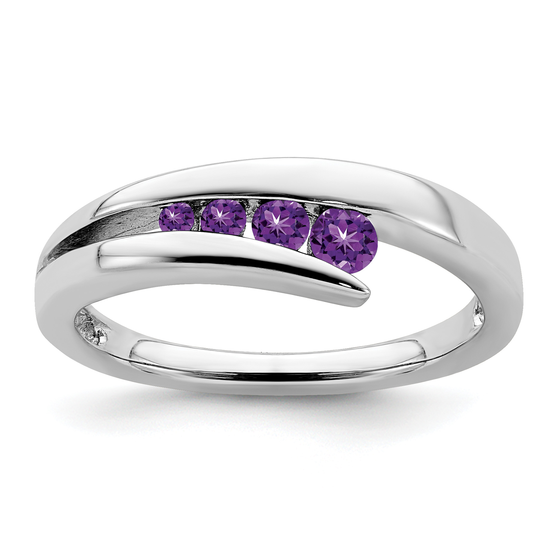 14k White Gold Amethyst 4-stone Ring (RM7112-AM-W)