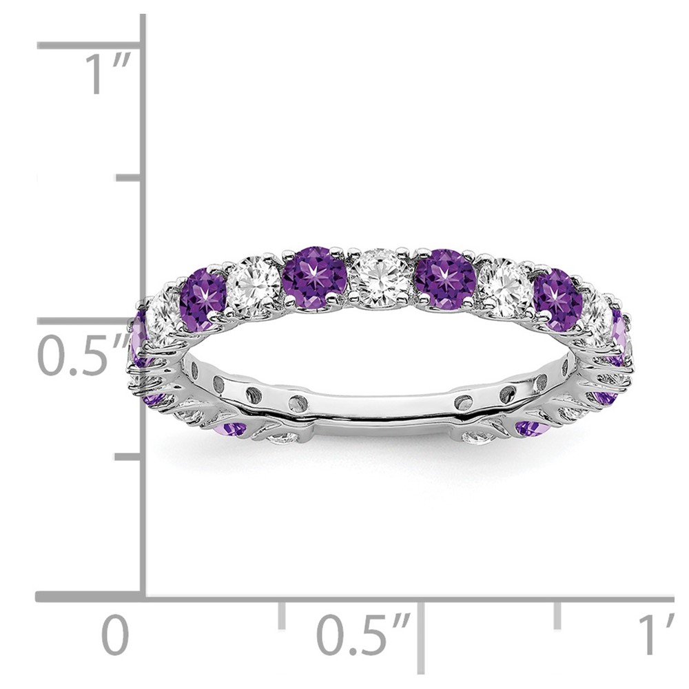 14k White Gold Amethyst and Diamond Band (RM7113-AM-077-WA)