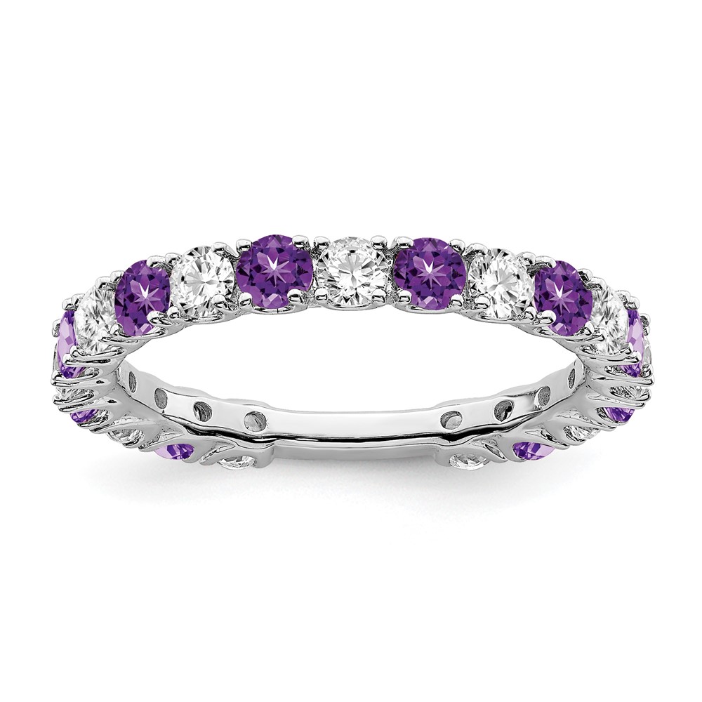14k White Gold Amethyst and Diamond Band (RM7113-AM-077-WA)
